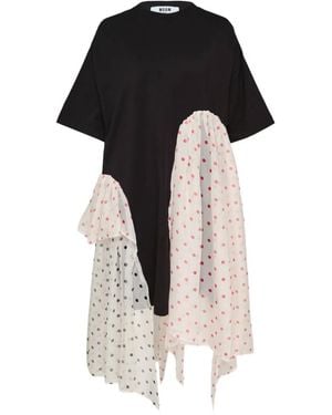 MSGM Polka-Dot Layered Dress - Black