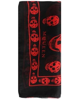 McQueen Skull-Print Scarf - レッド