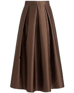 Lunatica Milano Mikado Pleated Midi Skirt - Brown
