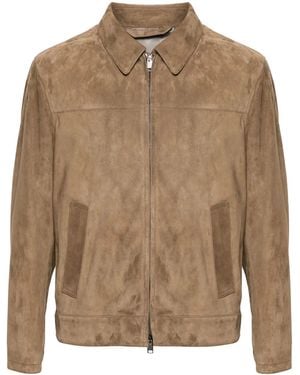 Brioni Panelled Suede Jacket - Brown
