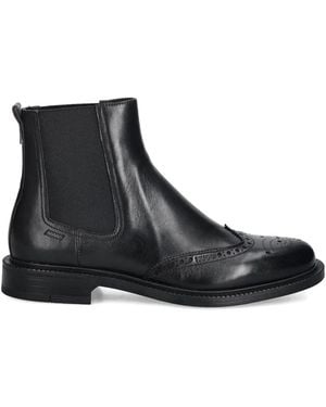 HUGO Lysander Brogue-Detail Panel Boots - Black