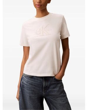 Calvin Klein Camiseta Con Logo Bordado - Blanco
