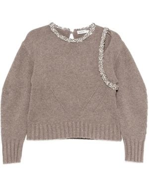 Jonathan Simkhai Monroe Embellished Cut-Out Sweater - Brown