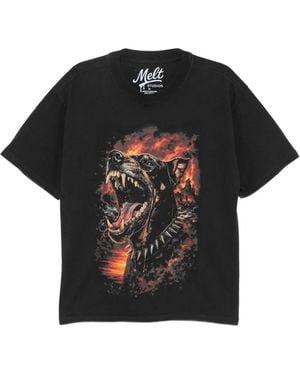 Melt Dog-Print T-Shirt - Black