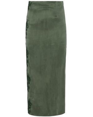 Hevron Nerida Lace-Trim Maxi Skirt - Green