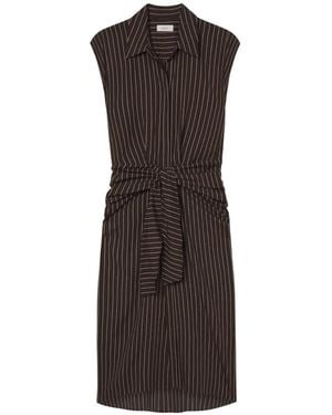 A.L.C. Gestreiftes Emilia Minikleid mit Krawatte - Braun