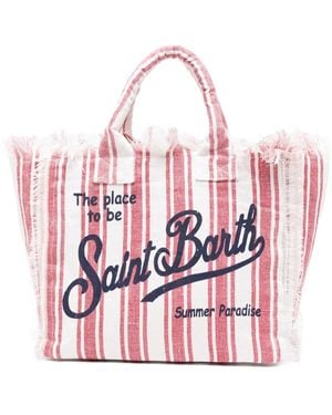Mc2 Saint Barth Vanity Striped Frayed Tote Bag - Pink