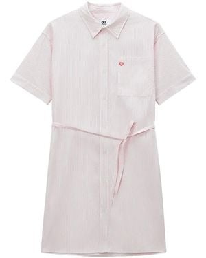 Chocoolate Robe Mi-Longue À Rayures - White