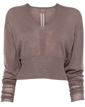 Rick Owens Jersey Corto Con Cuello En V - Marrón