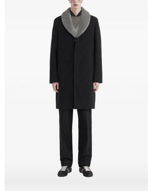 Maison Margiela Shearling-Collar Coat - Black