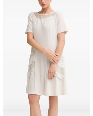 Joseph Ribkoff Mesh-Panel Short-Sleeve Mini Dress - White