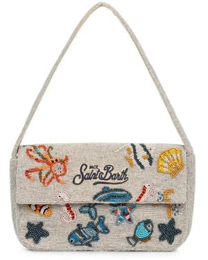 MC2 Saint Barth Pearl Bead-Embellished Shoulder Bag - White