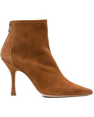 Anna F. Botas Con Cremallera Y Puntera En Punta - Marrón