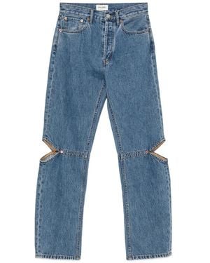 Still Here Cut-Out Straight-Leg Jeans - Blue