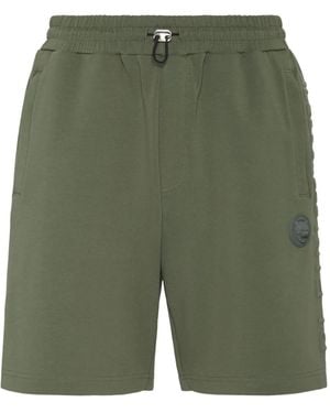 Philipp Plein Embossed-Logo Track Shorts - Green