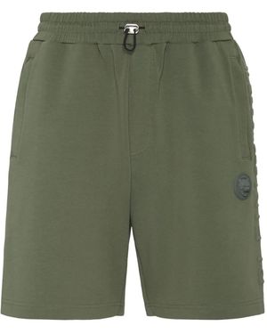 Philipp Plein Embossed-Logo Track Shorts - Green