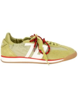 Back 70 Rocket Logo-Patch Panelled Trainers - Yellow