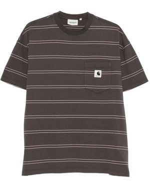 Carhartt Camiseta A Rayas Con Bolsillo - Gris