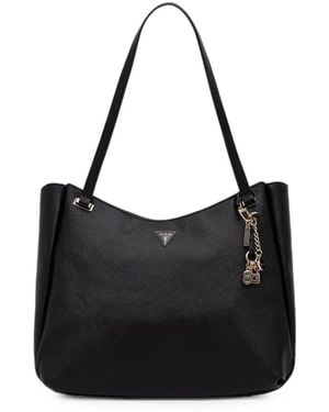 Guess Gilda Logo-Plaque Charm-Detail Tote Bag - Black