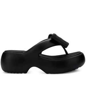 Melissa Free Fuzzy Platform Bow-Detail Sandals - Black