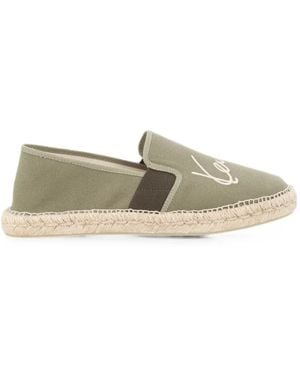 KENZO Logo-Embroidered Canvas Espadrilles - Green