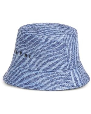 Marni Raffia-Effect Bucket Hat - Blue