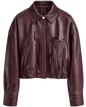 Sportmax Gathered-Detail Leather Jacket
