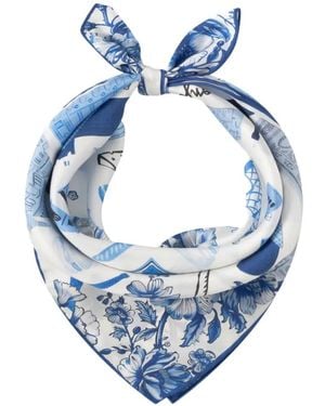 Codello Paris-Print Silk Scarf - Blue