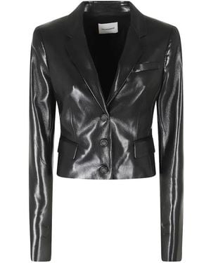 ANDAMANE Glossy-Finish Cropped Jacket - Black