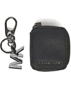 Michael Kors Leather Logo-Detail Keyring - Black