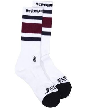 Chrome Hearts Chaussettes Rayées À Logo Imprimé - White
