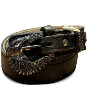 Fortela Western-Buckle Leather Belt - Black