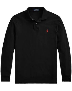 Polo Ralph Lauren Long-Sleeve Mesh Polo Shirt - Black