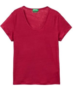 Benetton Scoop-Neck Short-Sleeve T-Shirt - Red