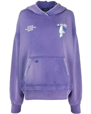 Amiri Distressed-effect Logo Hoodie - Purple
