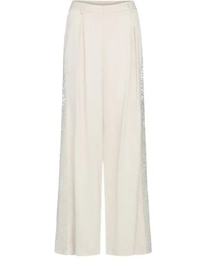 Twp Sullivan Sequin-Detailed Pleated Trousers - White