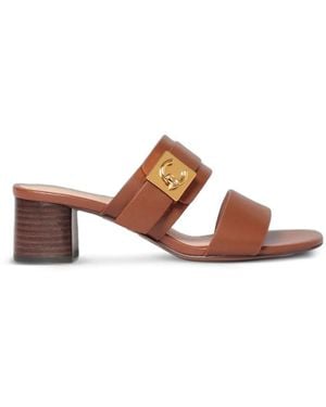 Coccinelle C-Me Lock Calf-Leather Mules - Brown