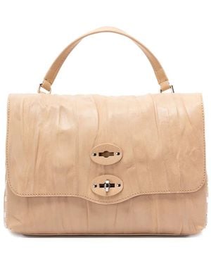Zanellato Pleated Stud-Detail Shoulder Bag - Natural