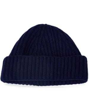 Aragona Ribbed-Knit Cashmere Beanie Hat - Blue