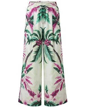 F.R.S For Restless Sleepers Palm-Print Drawstring Palazzo Trousers - White