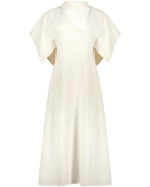 Ellery Vestido Midi Con Cuello En V - Blanco