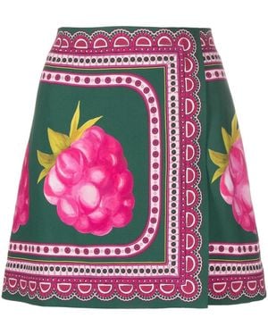 La DoubleJ Graphic-Print Wrap Miniskirt - Pink