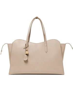 Stella McCartney Padlock-Detail Curved-Edge Tote Bag - Natural