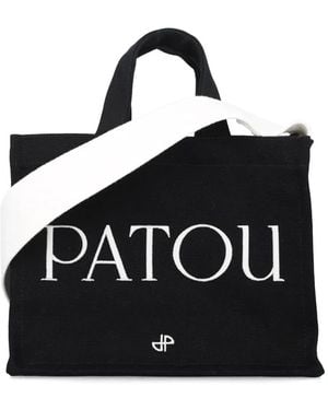 Patou Small Tote Bag With Logo - Black