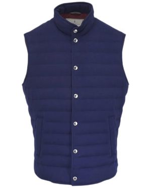 Brunello Cucinelli Buttoned Quilted Waistcoat - Blue