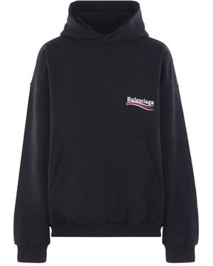 Balenciaga Political Campaign logo-wave hoodie - Blau