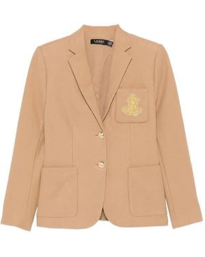Ralph Lauren Embroidery-Detail Chest-Pocket Blazer - Natural