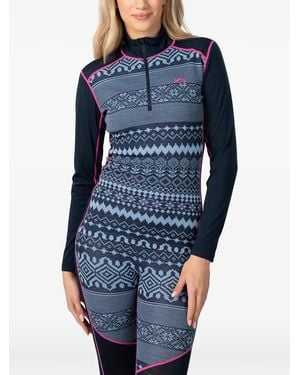 Kari Traa Live Half Zip Fair Isle-Patterned Base Layer - Blue