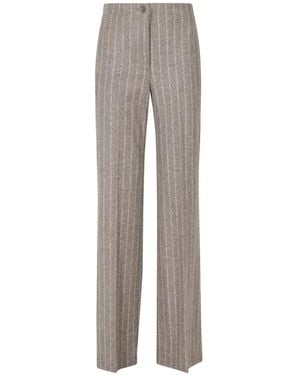 Seventy Pinstripe-Pattern Straight-Leg Trousers - Grey
