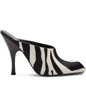 KHAITE Zebra-Print Round-Toe Mules - Black